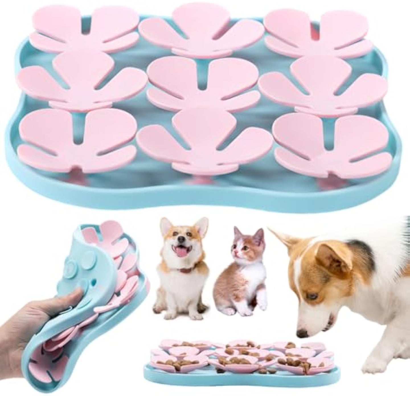 Slow Feeder Dog Bowls Silicone Slow Feeder Lick Down Eating Pet Calming Mat Anxiety Relief Training Wet Food Lick Pad With Suction Cup Interactive Feed Game Toy All Breed Dogs