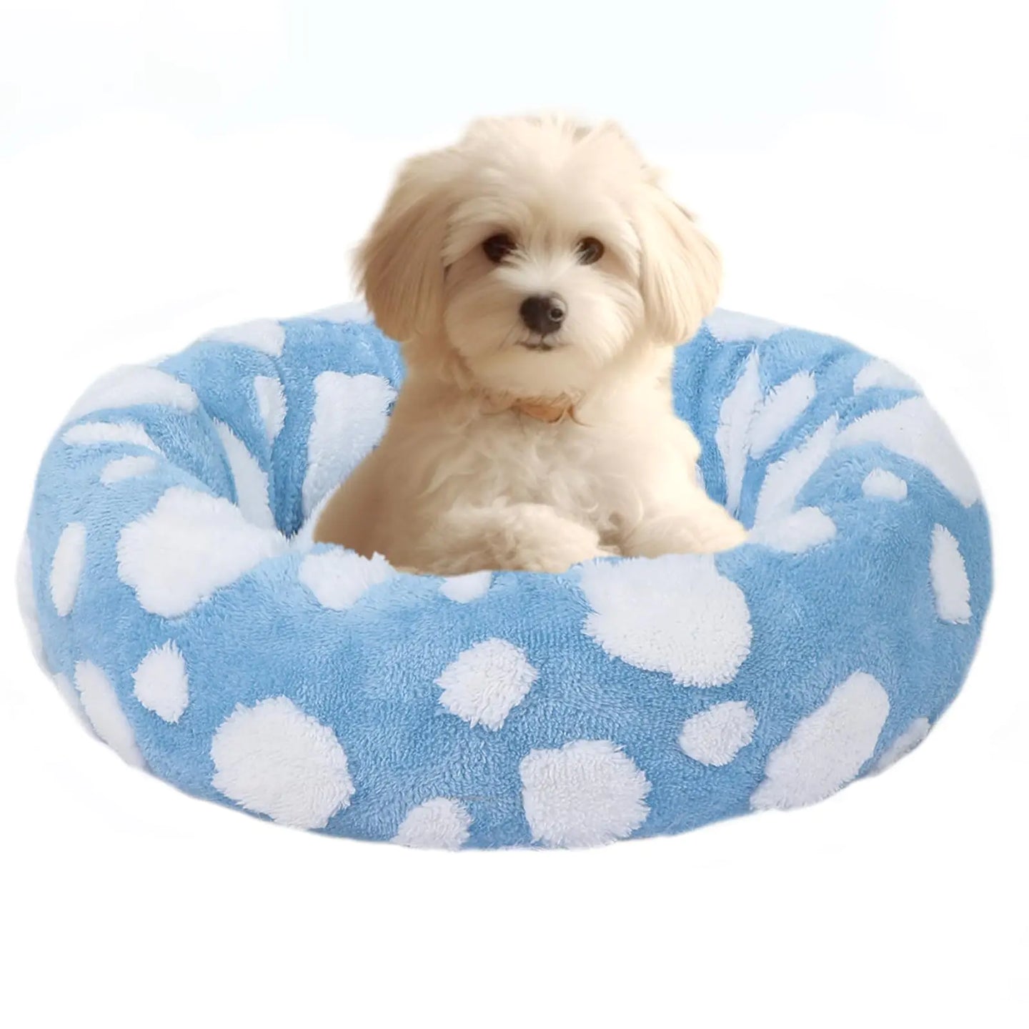 HYQ Small Dog Bed Cat Beds for Indoor Cats Dog Beds for Small Dogs with Anti-Slip Bottom Cute Puppy Bed Washable-Blue-17inch
