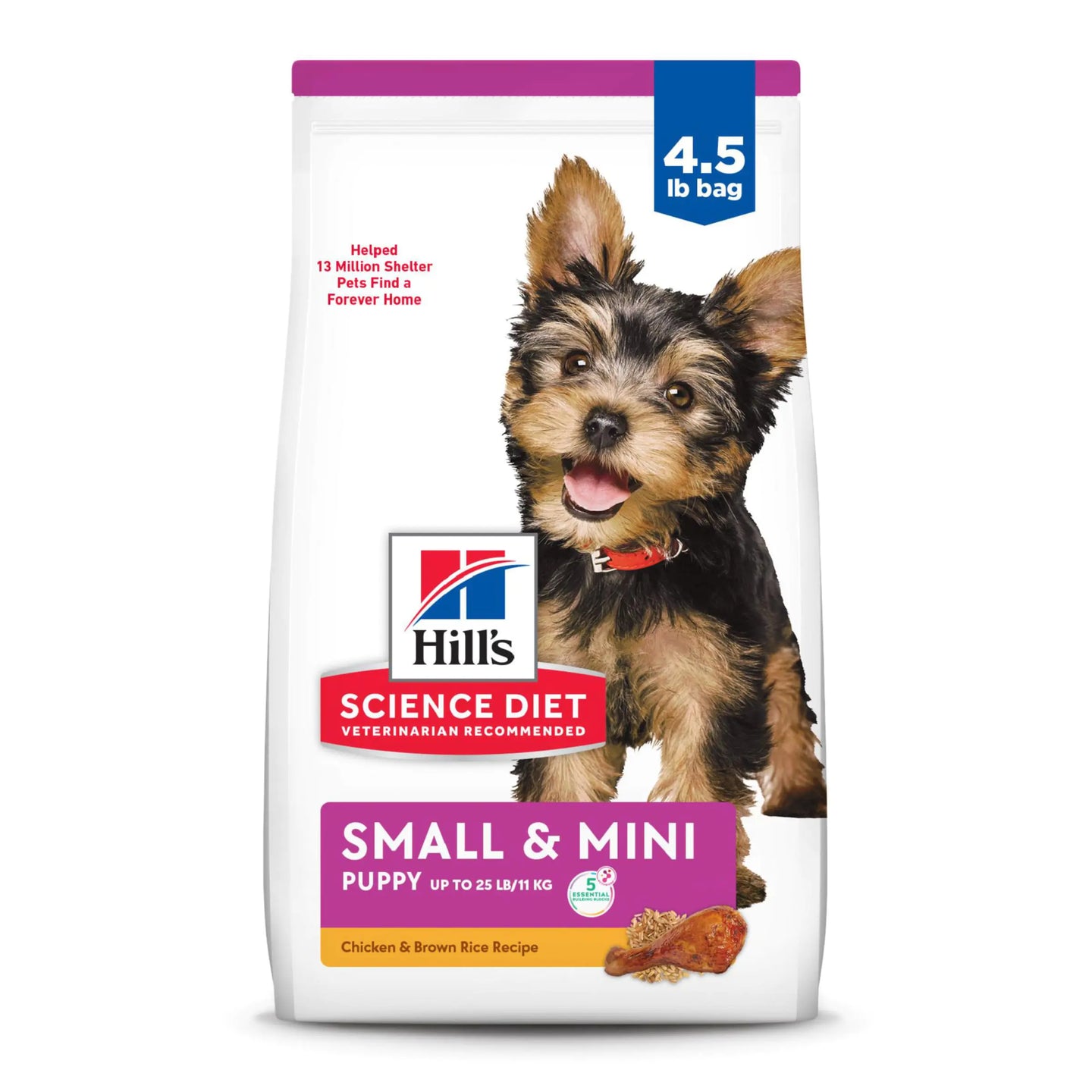 Hills Science Diet Puppy Small & Mini Chicken Meal & Brown Rice Recipe Dry Dog Food 4.5 lb bag