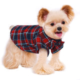 Pet Shirt Clothes for Dogs and Cats Puppy Plaid Cotton Polo Shirts Adorable Casual Pet Apparel T Shirts (X-Small Red&Blue)